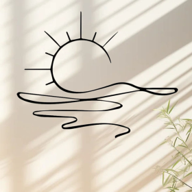 Minimalist Sunrise Wall Art - Modern Metal Iron Wall Decor, Abstract Sun Line Design For Home , Elegant Housewarming & Wedding Gift, Versatile For Liv