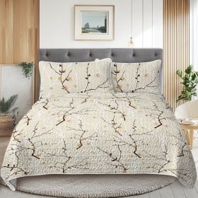3pcs Minimalist Tree Branch Patterned Blankets Suitable For All Seasons, Including Flower And Autumn Leaf Bedding Sets With 2 Pillowcases, Suitable Fo