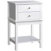 HOMCOM Sofa Side Table with Storage Drawers and Shelf Modern White for Living Room Bedroom