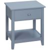 HOMCOM Sleek Grey Bedside Table, Modern, with Drawer, Shelf, for Bedroom, Living Room