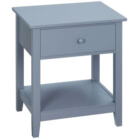 HOMCOM Sleek Grey Bedside Table, Modern, with Drawer, Shelf, for Bedroom, Living Room