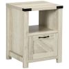 HOMCOM Industrial Side Table with Storage 1 Drawer 1 Shelf for Living Room Bedroom Natural