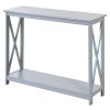 HOMCOM Entryway Console Table 2-Tier Sofa Table with Storage Shelf Modern Design Grey