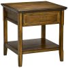 HOMCOM Retro Side Table, End Table with Storage Drawer and Open Shelf for Living Room, Bedroom, Dark Coffee