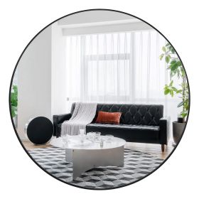 Black Deep Frame 36" Round Mirror, Modern Dresser Mirror Wall Mounted Decor Metal Frame for Bedroom Living Room Entryway Fireplace Mantel Dining Room