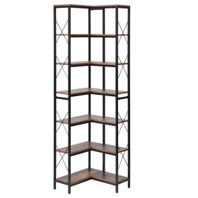 VEVOR 7 Tier Corner Bookshelf Tall Corner Bookcase Storage L-Shaped Organizer