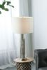 16x16x35" Gold Mirrored Glass Table Lamp with White Fabric Shade