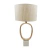 D14x28.5" Oval Shape Cut Out Metal Table Lamp with Cream Linen Shade
