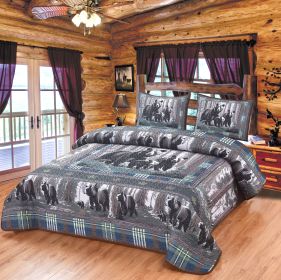 QUILT KING QUILT WITH 2 PILLOW SHAMS BEAR BEAR VERDANTRETREAT 108"X90"