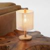Levio Table Lamp, Natural Oak Wooden Base with Linen Shade 110-120V Paper Rattan Weave Material Wood,Desktop Lamp From The Us Warehouse