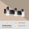 3-Lights Black Vanity Light Fixtures Over Mirror with Clear Glass Shade,Industrial Wall Mount Lamp Metal Bathroom Lighting