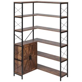 VEVOR 6 Tier Corner Bookshelf Tall Corner Bookcase with Doors L-Shaped Rack