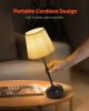 Cordless Table Lamp 5200mAh Rechargeable Battery Desk Lamp Fabric Shade Black