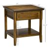 HOMCOM Retro Side Table, End Table with Storage Drawer and Open Shelf for Living Room, Bedroom, Dark Coffee