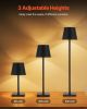 Cordless Table Lamp 2 PCS Rechargeable Battery Desk Lamp Adjustable Height Black