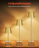Cordless Table Lamp 2 PCS Rechargeable Battery Desk Lamp Adjustable Height Gold
