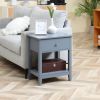 HOMCOM Sleek Grey Bedside Table, Modern, with Drawer, Shelf, for Bedroom, Living Room