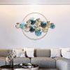 35.4" Modern Light Luxury Hollowed Leaves Metal Wall Decor in Blue for Living Room