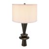 D15x26.7" Black Aluminum Table Lamp with Two Varying Round Accents and White Drum Shade(Lamp Shade Assembly Required)