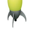 10.5" Tall Acrylic Kids Table Lamp, Rocket Ship design, Yellow