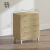 HOMCOM 4 Drawer Double Dresser for Bedroom, Fluted Chest of Drawers with Gold Finger Pulls and 4 Wood Legs, Natural Wood