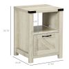 HOMCOM Industrial Side Table with Storage 1 Drawer 1 Shelf for Living Room Bedroom Natural