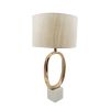 D14x28.5" Oval Shape Cut Out Metal Table Lamp with Cream Linen Shade