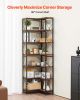 VEVOR 7 Tier Corner Bookshelf Tall Corner Bookcase Storage L-Shaped Organizer