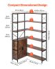 VEVOR 6 Tier Corner Bookshelf Tall Corner Bookcase with Doors L-Shaped Rack