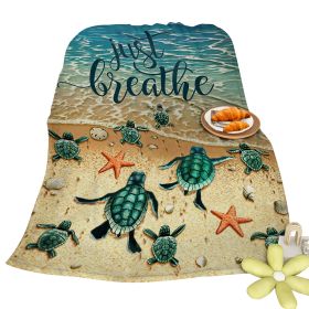 Tropical Baby Sea Turtle Flannel Fleece Blanket 3D Ocean Waves Flannel Soft Plush Throw Blanket Cozy Blankets For Bed Chair Car Sofa Couch Bedroom 75x (Option: 75x100cm-Green)