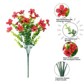 Artificial Outdoor UV-proof Decorative Simulation Green Plant Plastic Flowers (Color: Red)