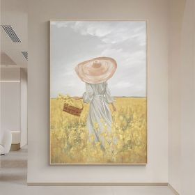 Handmade Oil Painting Nice Day Sky Sea Meadow Flowers Painting on Canvas Handmade Wall Art Original Oil Artwork for Home Living Room Bedroom  Office D (Style: 01, size: 150x220cm)