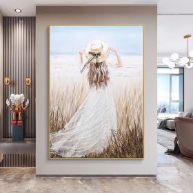 Handmade Oil Painting Nice Day Sky Sea Meadow Flowers Painting on Canvas Handmade Wall Art Original Oil Artwork for Home Living Room Bedroom  Office D (Style: 02, size: 90x120cm)