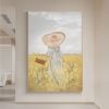 Handmade Oil Painting Nice Day Sky Sea Meadow Flowers Painting on Canvas Handmade Wall Art Original Oil Artwork for Home Living Room Bedroom  Office D