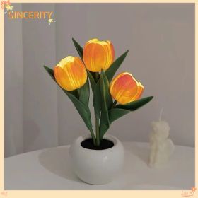 Tulip Lamp - LED Replica Tulip Table Lamp with Flower Vase for Desktop Decoration. Suitable for home, living room, desktop decoration, holiday gifts (Color: Orange)