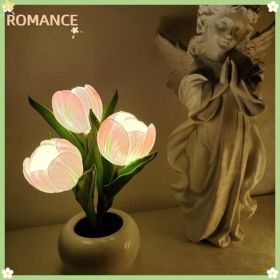 Tulip Lamp - LED Replica Tulip Table Lamp with Flower Vase for Desktop Decoration. Suitable for home, living room, desktop decoration, holiday gifts (Color: Pink)