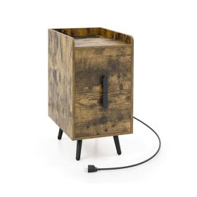 Nightstand Side Tables with 2 Drawers for Living Room Bedroom (Type: Nightstands, Color: Rustic Brown)