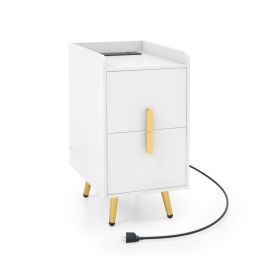 Nightstand Side Tables with 2 Drawers for Living Room Bedroom (Type: Nightstands, Color: White)