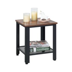 Industrial Style End Table with Mesh Shelves (Type: Side Table, Color: Black & Brown)