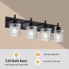 4-Light Wall Sconce Lighting with Hammered Glass Shade, Industrial Black Bathroom Lights Over Mirror