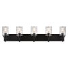 Vanity Light Fixtures 3 Light Modern Wall Sconces Lighting Black Bathroom Lights Wall Mounted with Hammered Glass Shade