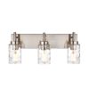 Vanity Light Fixtures 3 Light Modern Wall Sconces Lighting Black Bathroom Lights Wall Mounted with Hammered Glass Shade