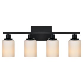 Bathroom Light Fixtures Brushed Brass 6-Light Bathroom Vanity Light, Modern Bathroom Lights Over Mirror with Milky White Glass Shade (Numbers of Light: 4-Light, Color: Black)