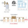 Bathroom Light Fixtures Brushed Brass 6-Light Bathroom Vanity Light, Modern Bathroom Lights Over Mirror with Milky White Glass Shade