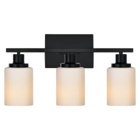 Bathroom Light Fixtures Brushed Brass 6-Light Bathroom Vanity Light, Modern Bathroom Lights Over Mirror with Milky White Glass Shade (Numbers of Light: 3-Light, Color: Black)