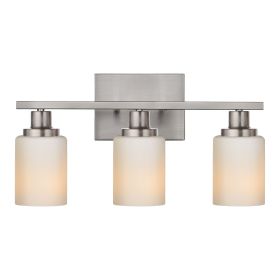 Bathroom Light Fixtures Brushed Brass 6-Light Bathroom Vanity Light, Modern Bathroom Lights Over Mirror with Milky White Glass Shade (Numbers of Light: 3-Light, Color: Brushed Nickel)