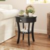 2-Tier Wood Round End Table with Open Drawer
