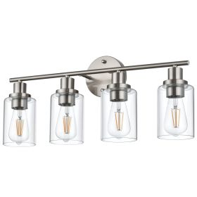 5-Light Bathroom Light Fixtures, Brushed Nickel Modern Vanity Lights Over Mirror with Clear Glass Shade (Numbers of Light: 4-Light, Color: Brushed Nickel)