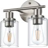 5-Light Bathroom Light Fixtures, Brushed Nickel Modern Vanity Lights Over Mirror with Clear Glass Shade