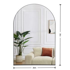 Arched Wall Mirror, 24"Ã—36" Bathroom Mirror Deep Frame (Color: Black)